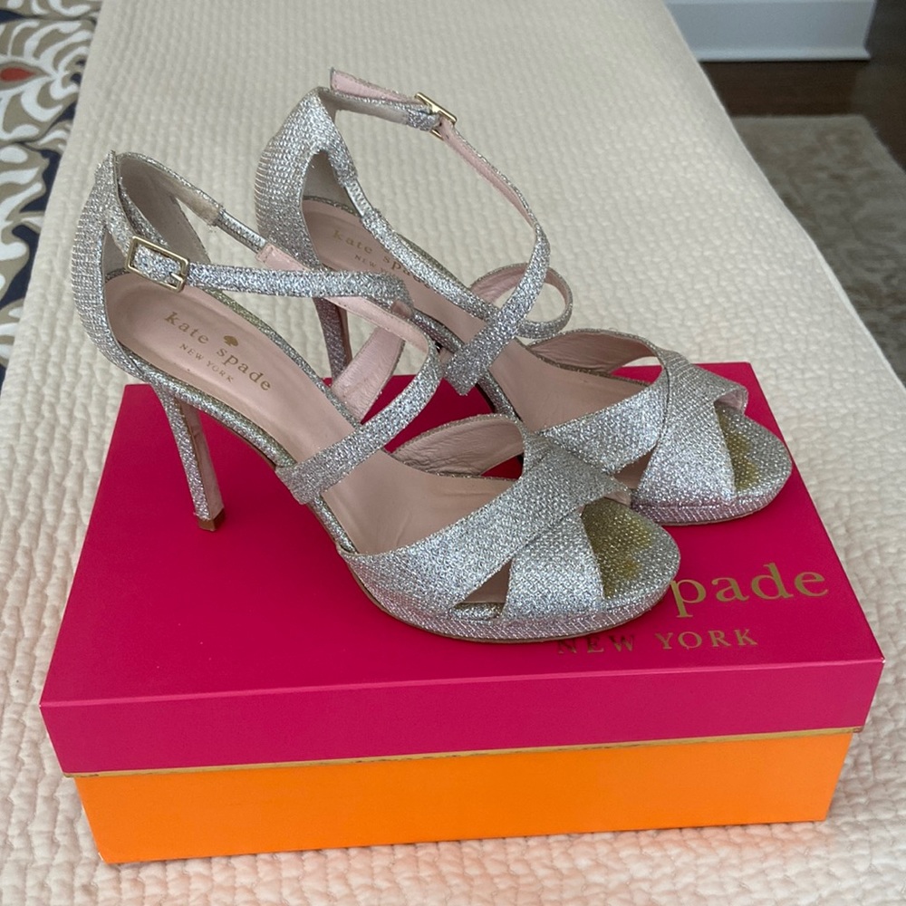 Kate Spade silver strapped heel